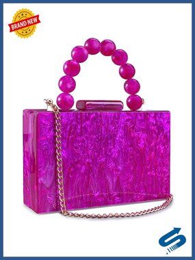 Acrylic Clutch Purse Evening Bag Chain Formal Handbag Party Wedding